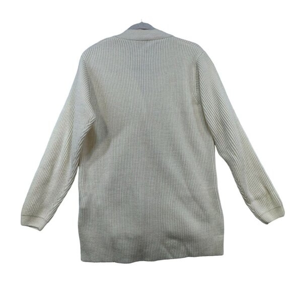 Yarnworks Womens Ribbed Button Front Cardigan Large Cream - Picture 10 of 12